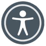 A picture of the Accessibility Icon. A figure stands in the middle of a circle.